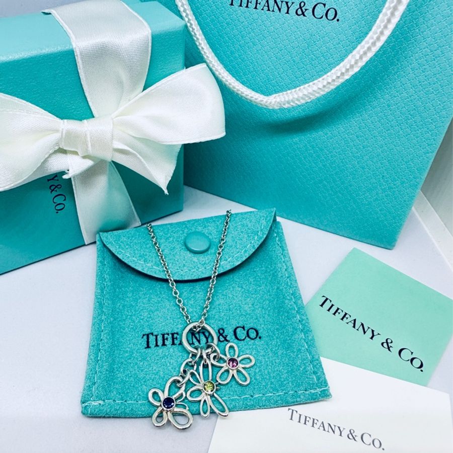 TIFFANY&Co 三彩寶石純銀項鍊-4