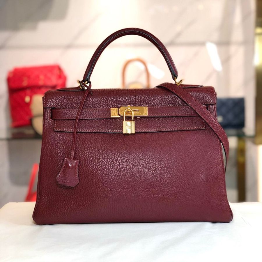 HERMES KELLY 32CM 馬鞍紅 金釦 // 二手商品-0