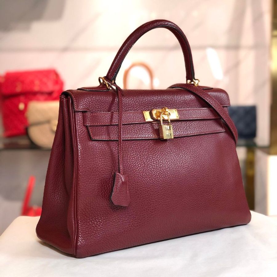 HERMES KELLY 32CM 馬鞍紅 金釦 // 二手商品-1