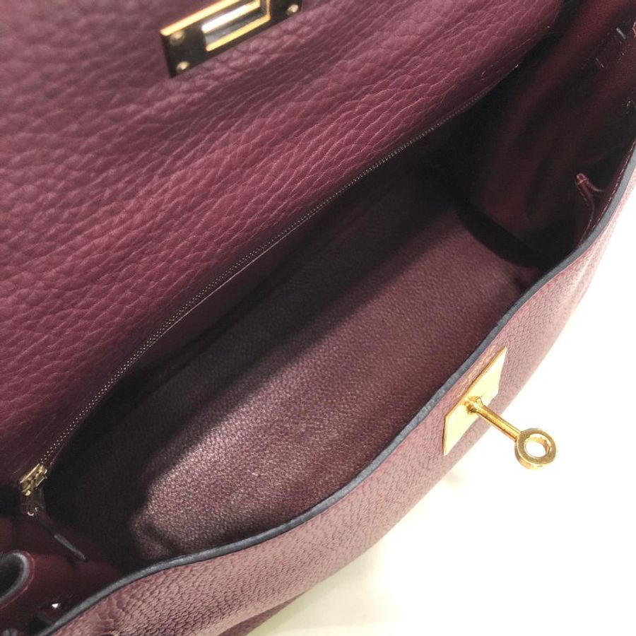 HERMES KELLY 32CM 馬鞍紅 金釦 // 二手商品-5