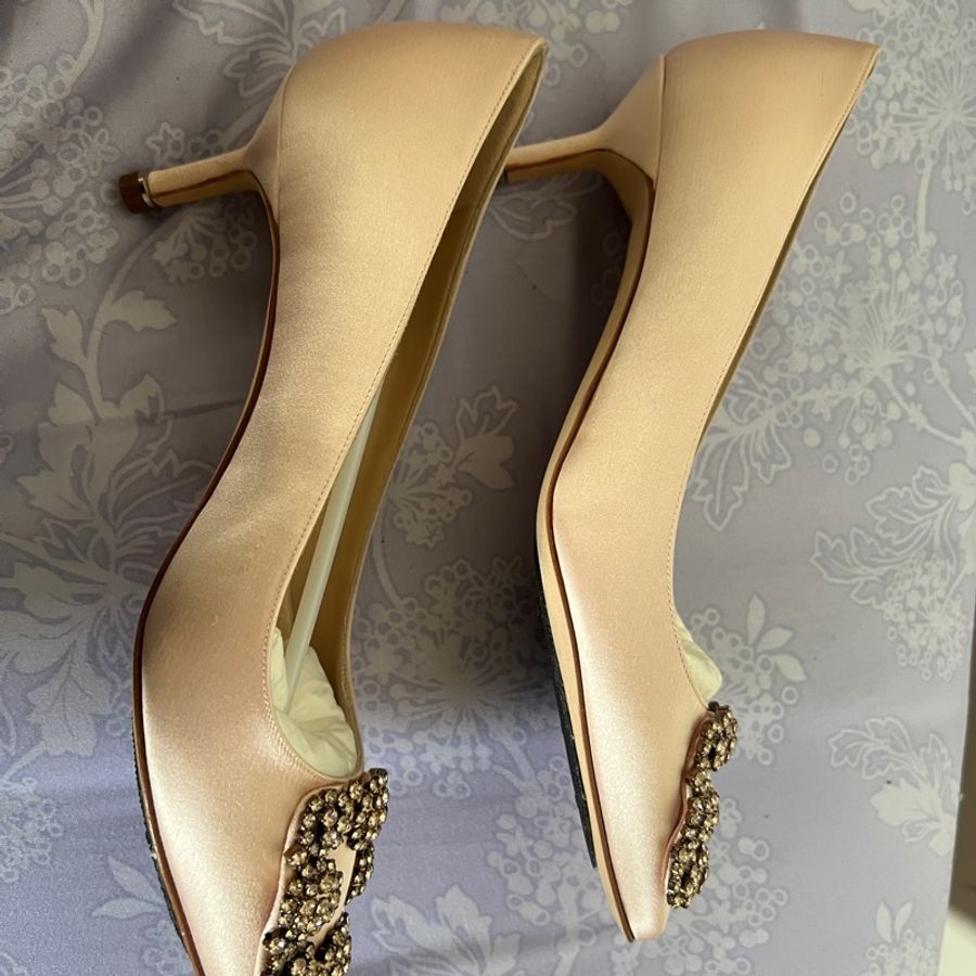 Manolo Blahnik 粉色缎面中跟鞋 23.5-2