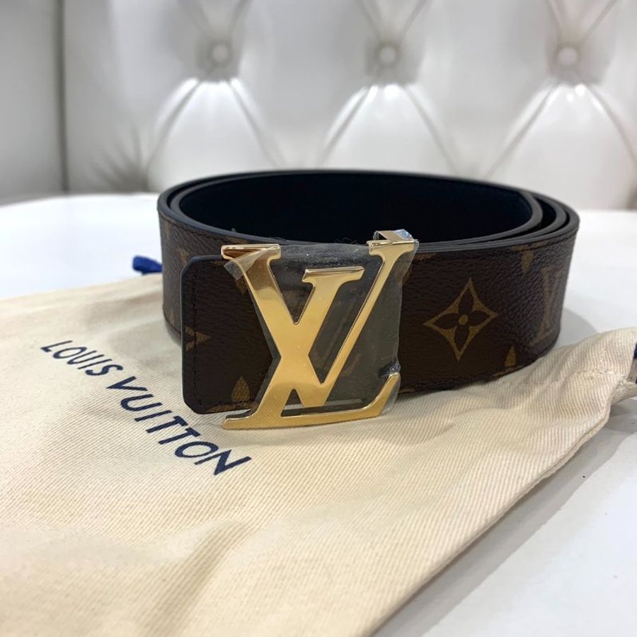 LV 金色LV釦頭雙面老花皮帶/85CM//全新商品-0