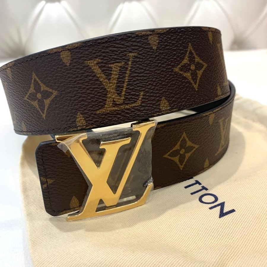 LV 金色LV釦頭雙面老花皮帶/85CM//全新商品-2