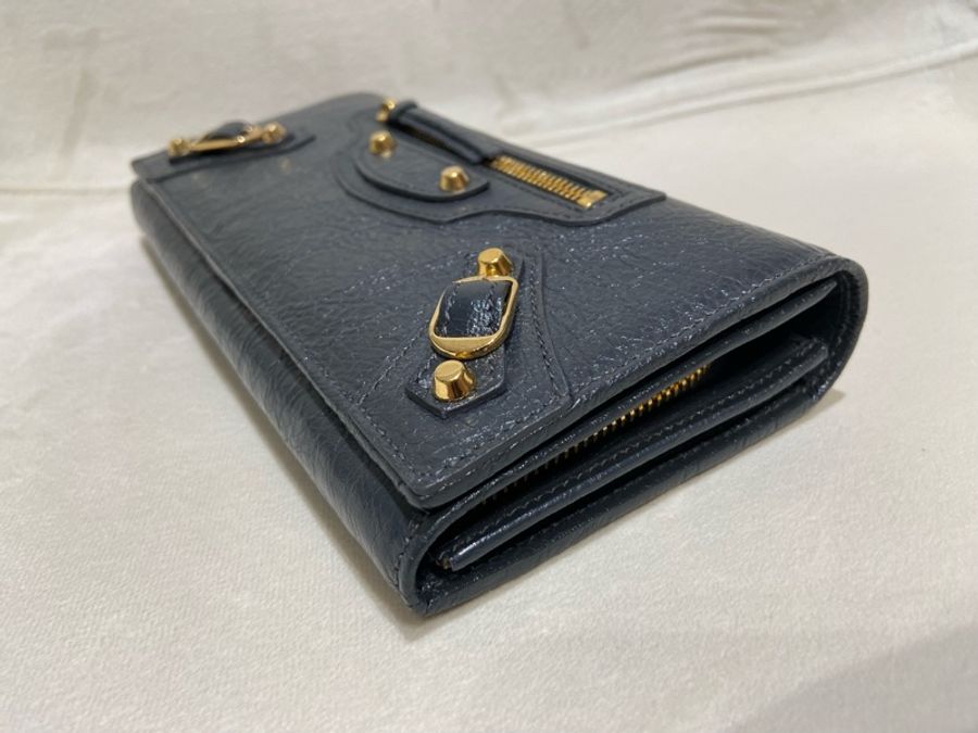 Balenciaga 巴黎世家 CONTINENTAL經典款鐵灰金扣長夾-1