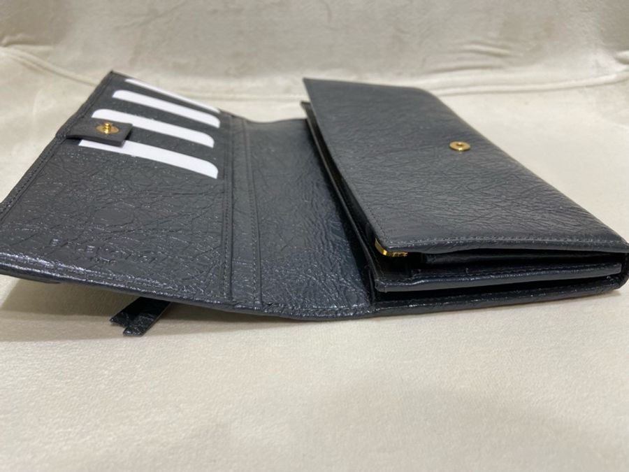 Balenciaga 巴黎世家 CONTINENTAL經典款鐵灰金扣長夾-3