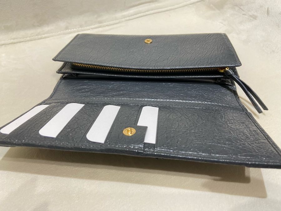 Balenciaga 巴黎世家 CONTINENTAL經典款鐵灰金扣長夾-7