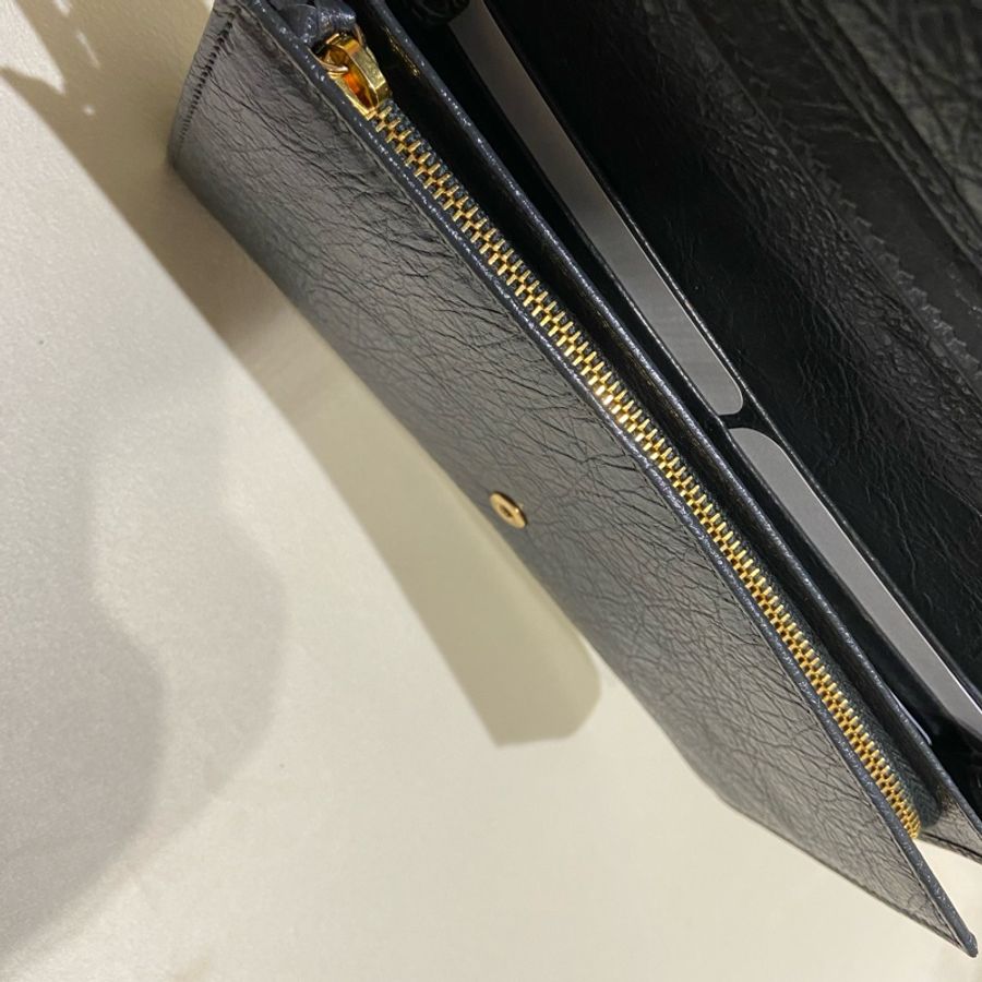 Balenciaga 巴黎世家 CONTINENTAL經典款鐵灰金扣長夾-9