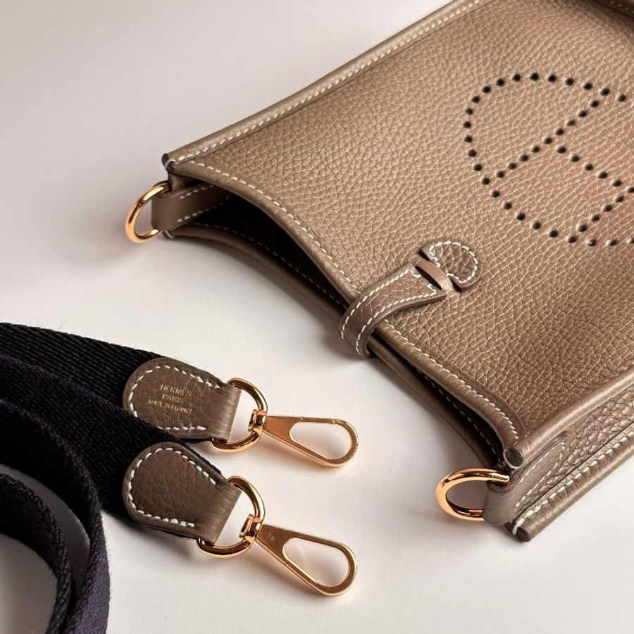 HERMES Mini evelyne - 大象灰金-4