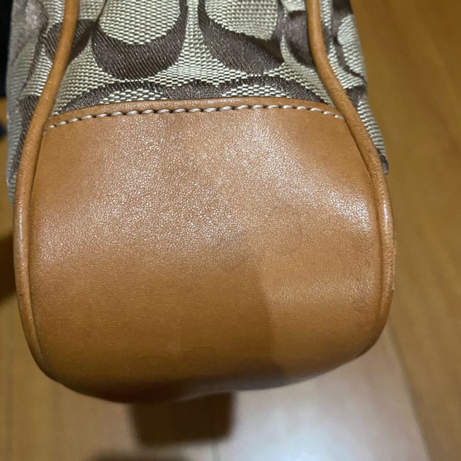 Coach老花帆布拼接皮革小手提-6