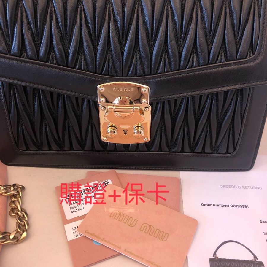 MIU MIU Confidential matelassé napa leather bag 黑(淡金)-1