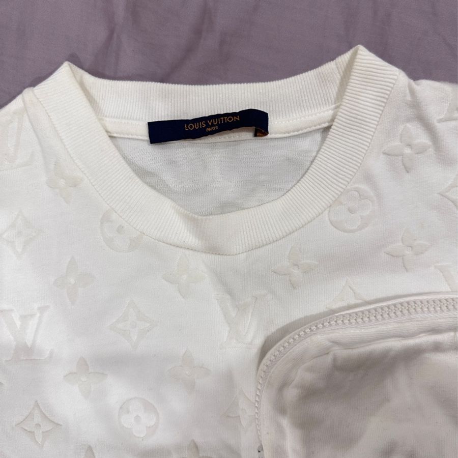 LV Monogram 魔術貼短袖T恤 白色T恤 近全新 二手-13