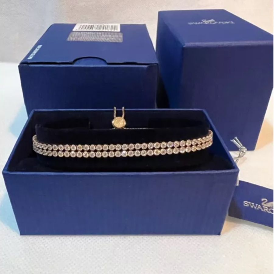 【全新】 Swarovski 施華洛世奇 雙層玫瑰金 手鏈 手鍊 可調整 手環 項鏈 頸鍊 鎖骨鍊 生日禮 情人禮-0