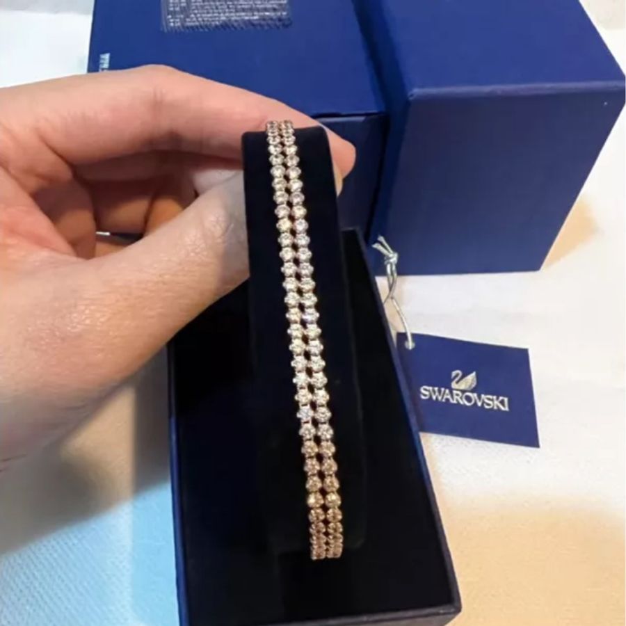 【全新】 Swarovski 施華洛世奇 雙層玫瑰金 手鏈 手鍊 可調整 手環 項鏈 頸鍊 鎖骨鍊 生日禮 情人禮-1