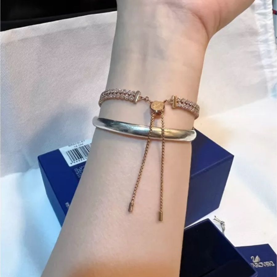【全新】 Swarovski 施華洛世奇 雙層玫瑰金 手鏈 手鍊 可調整 手環 項鏈 頸鍊 鎖骨鍊 生日禮 情人禮-5