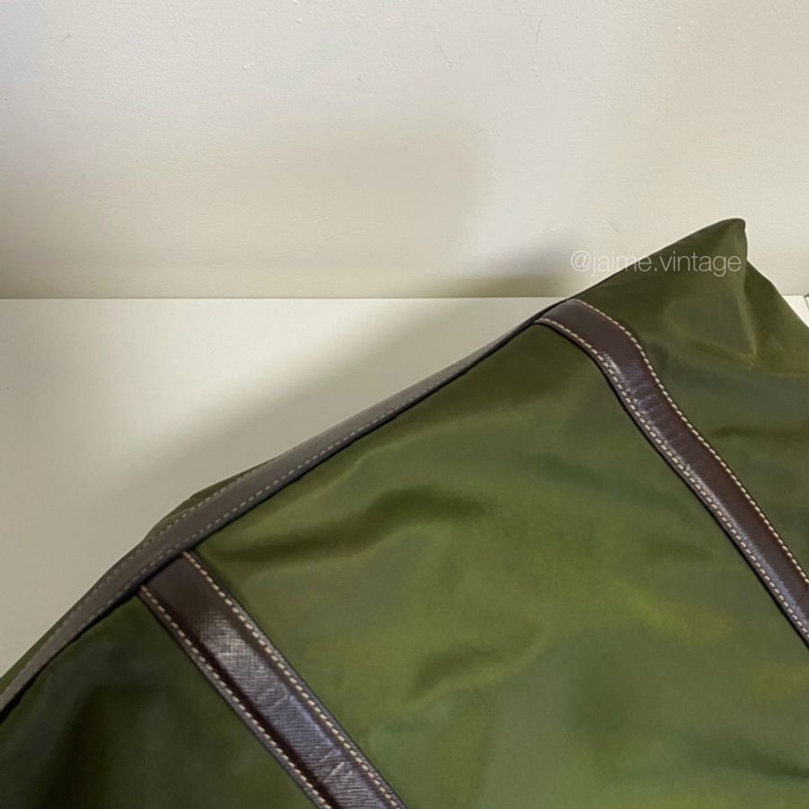 J’aime Vintage | Prada 橄欖綠尼龍推特包 tote bag-3