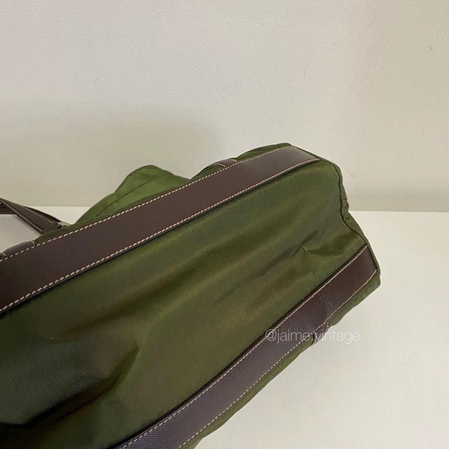 J’aime Vintage | Prada 橄欖綠尼龍推特包 tote bag-4