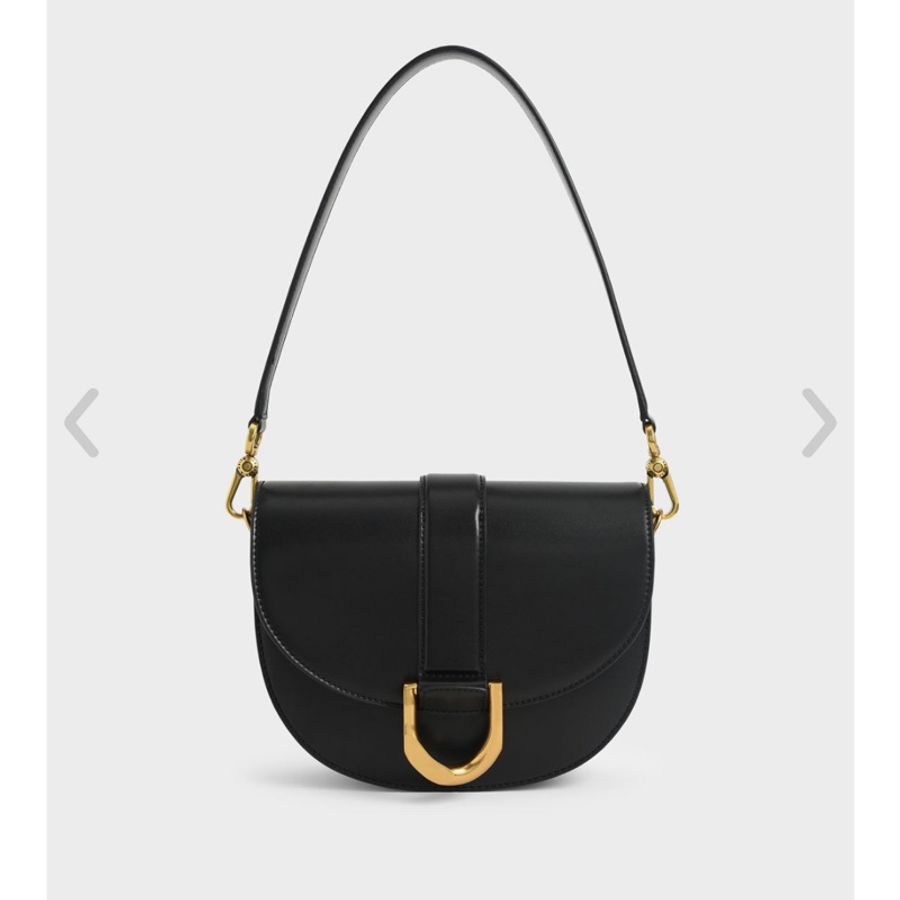 CHARLES & KEITH 小ck 黑色M號馬鞍包-4