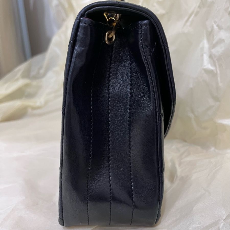 CHANEL半月形皮穿鏈單肩包-Vintage黑色羊皮23cm-2