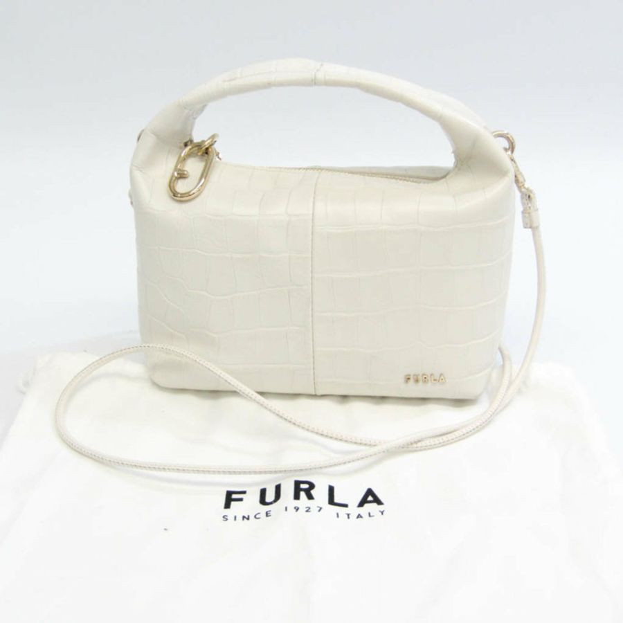 【日本直送】Furla Ginger 迷你包 WE00312 女士皮革手提包,單肩包 白色-10