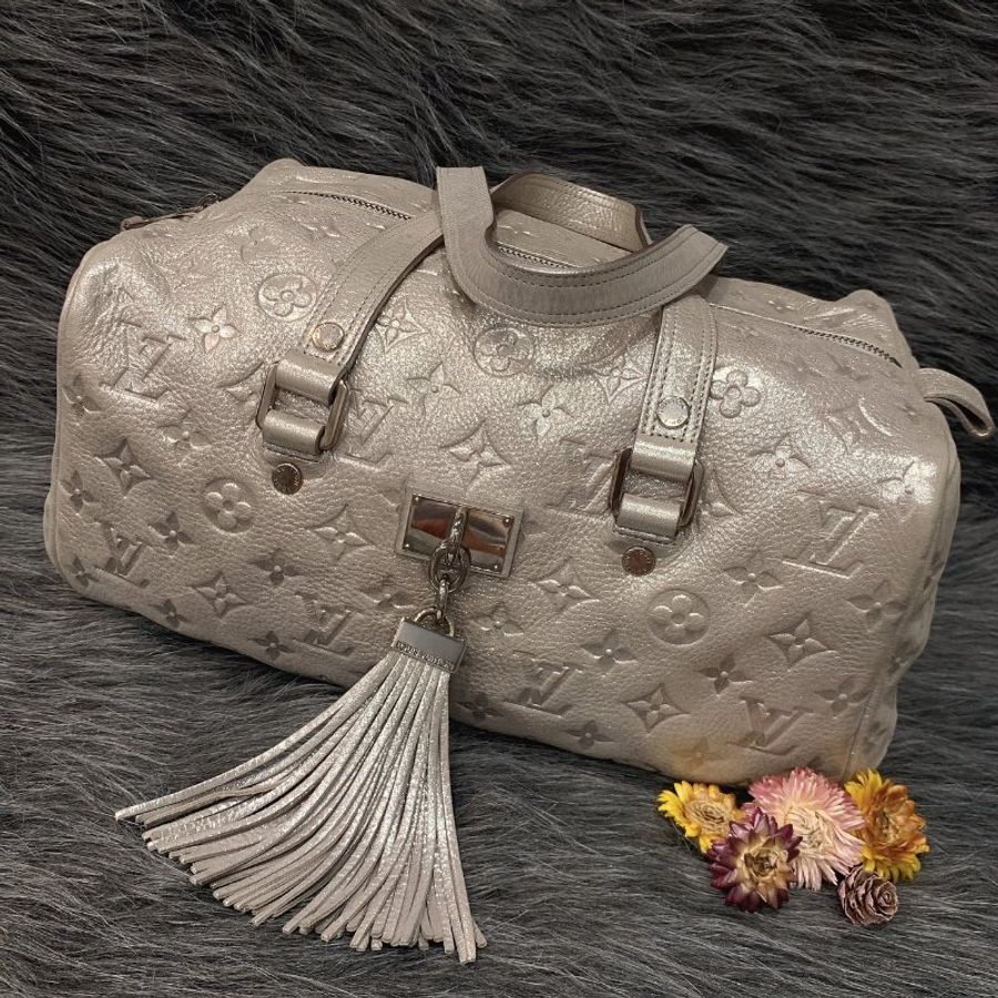 Louis Vuitton LV 限量款 銀色 全皮壓紋 流蘇 波士頓包/手提包-0