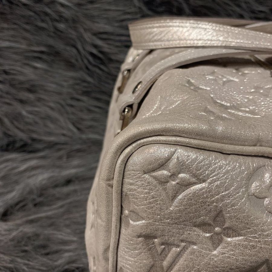 Louis Vuitton LV 限量款 銀色 全皮壓紋 流蘇 波士頓包/手提包-4