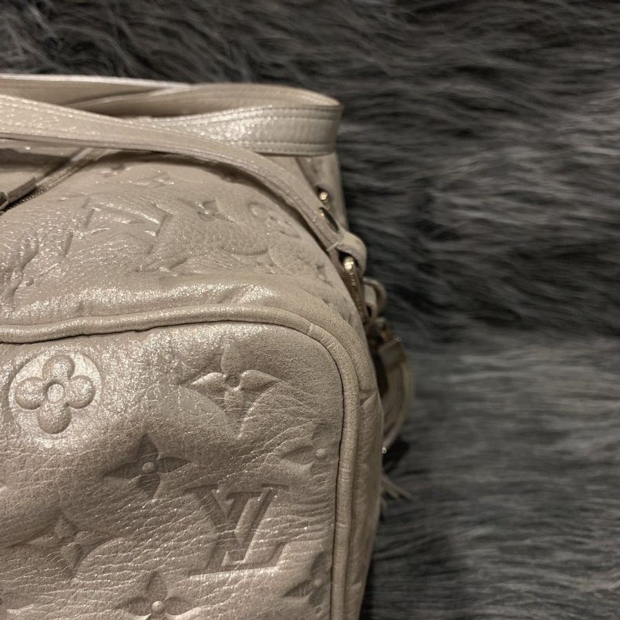 Louis Vuitton LV 限量款 銀色 全皮壓紋 流蘇 波士頓包/手提包-5