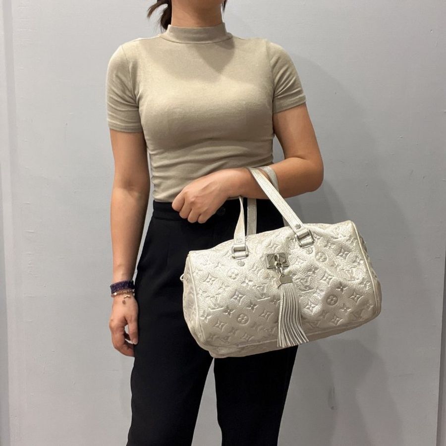 Louis Vuitton LV 限量款 銀色 全皮壓紋 流蘇 波士頓包/手提包-12
