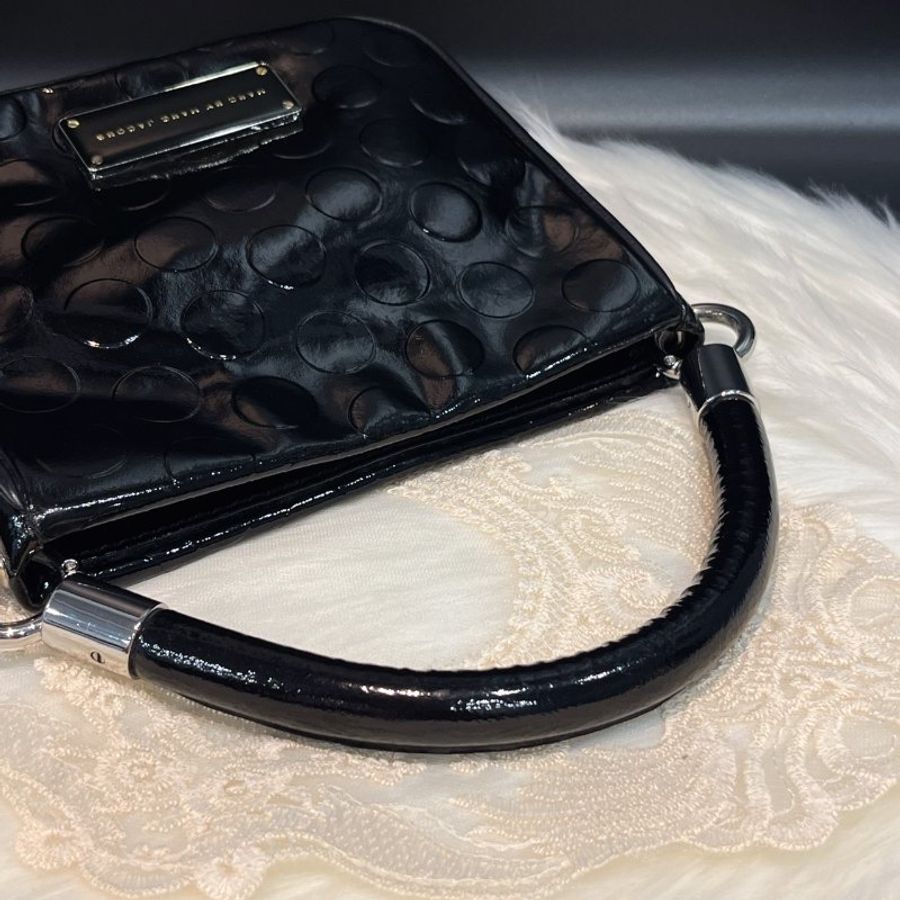 MARC JACOBS MJ 黑色 亮面皮革 手提包/斜背包/肩背包-9