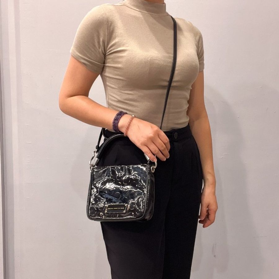 MARC JACOBS MJ 黑色 亮面皮革 手提包/斜背包/肩背包-13