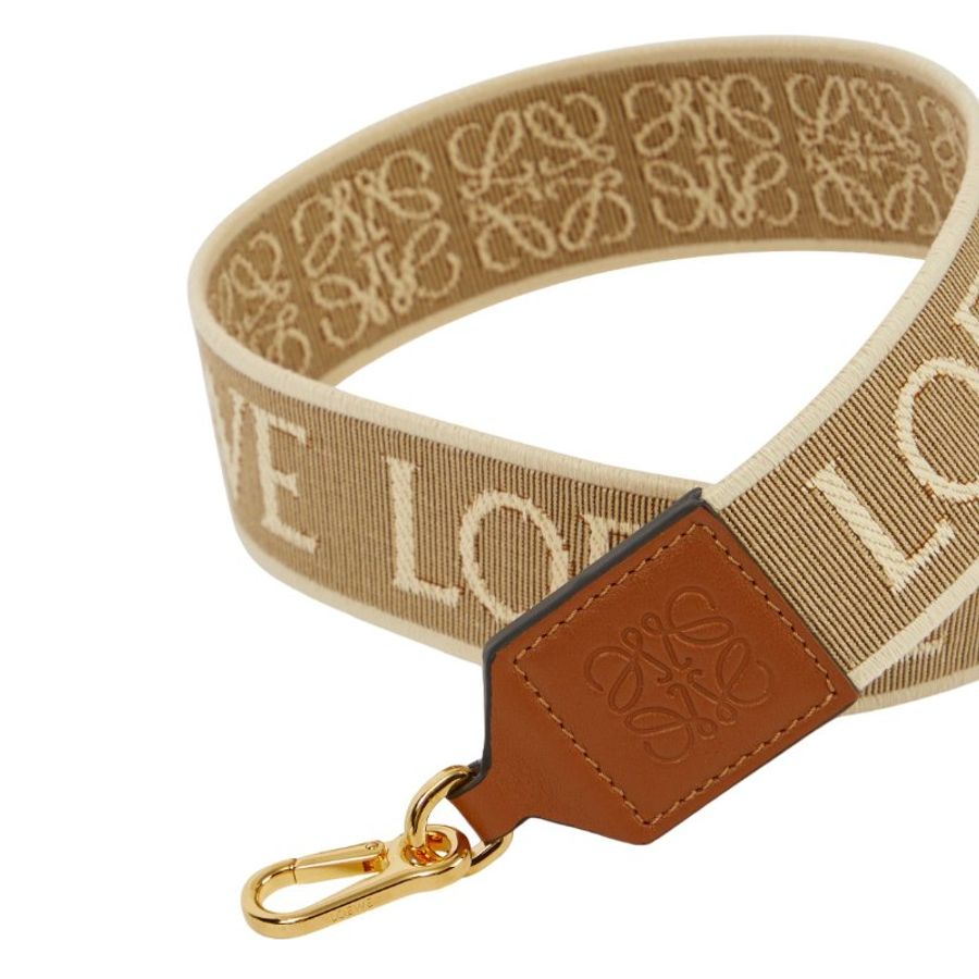 【LOEWE 羅威】Anagram 提花織配小牛皮 肩帶 背帶 棕褐色-2