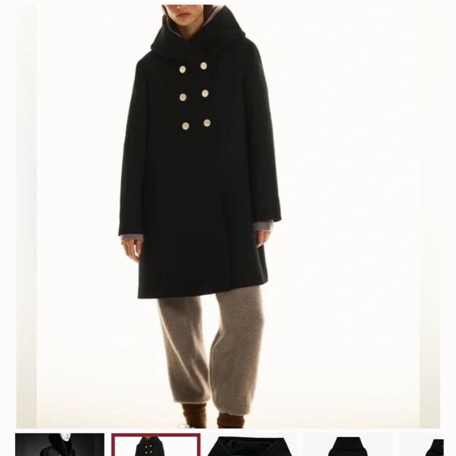 Zara 混羊毛織長大衣（黑）-3