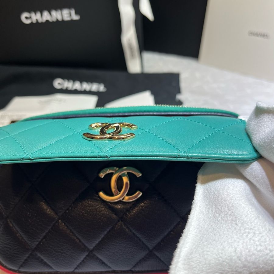 Chanel經典菱格紋 超稀有荔枝牛皮兼具實用與時尚撞色腰包+皮夾  相機包 人間香奈兒Jennie 同款！-20