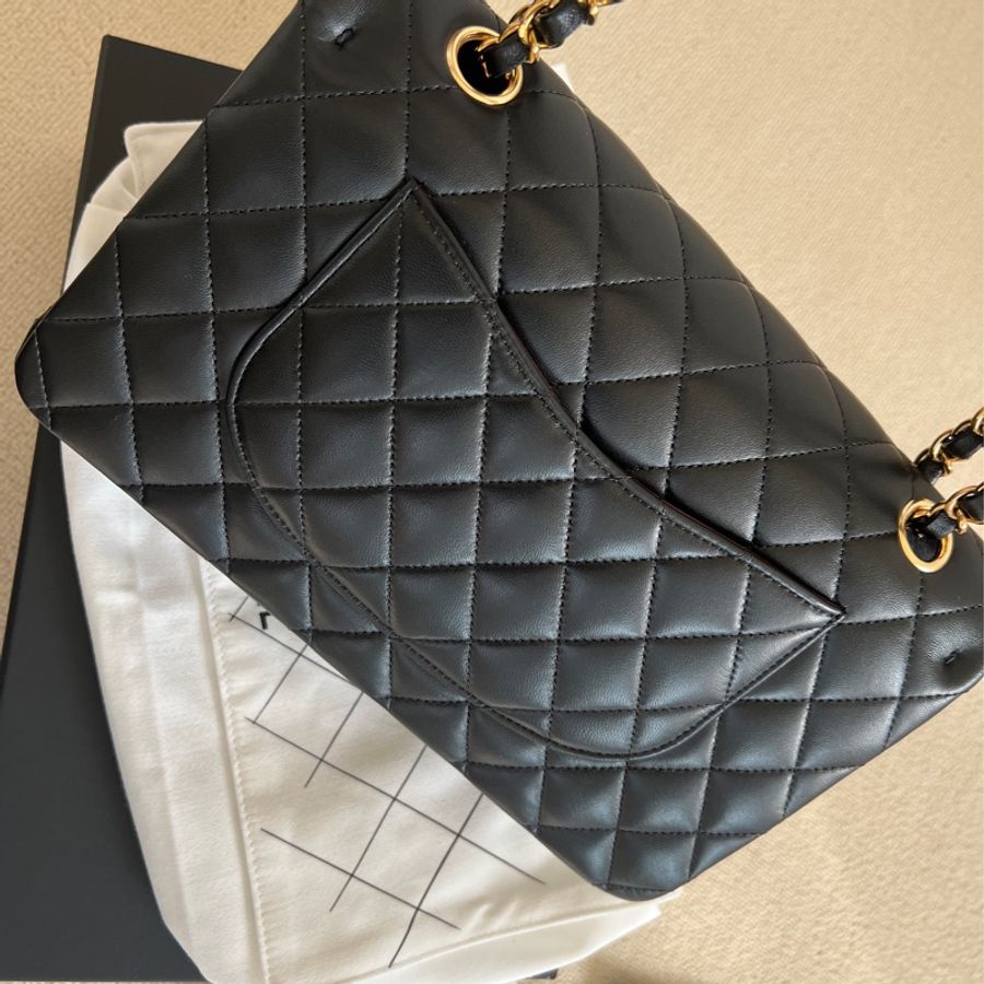 Chanel 香奈兒 cf25 classic flap 25 黑金 羊皮 台灣專櫃全配-4