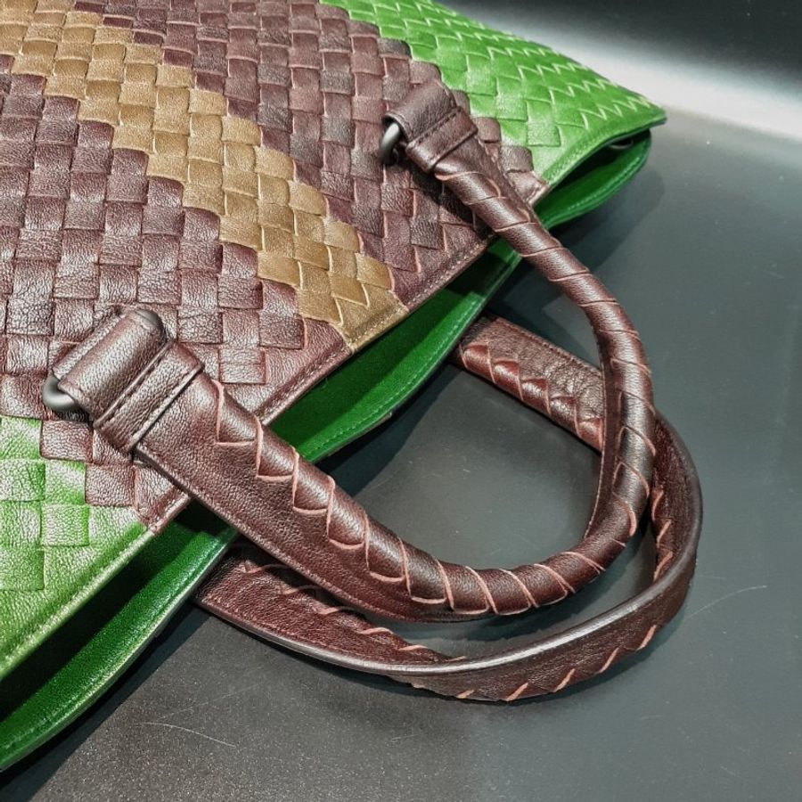 Bottega Veneta BV 三拼色 全皮編織 提背二用公事包/手提包/電腦包-10