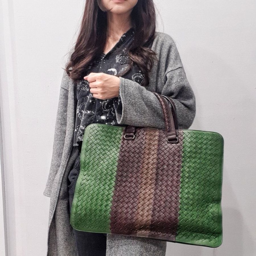 Bottega Veneta BV 三拼色 全皮編織 提背二用公事包/手提包/電腦包-15