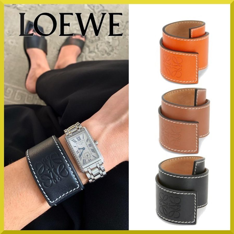 西班牙 Loewe logo 瞬扣小牛皮革手環 slap bracelet-0