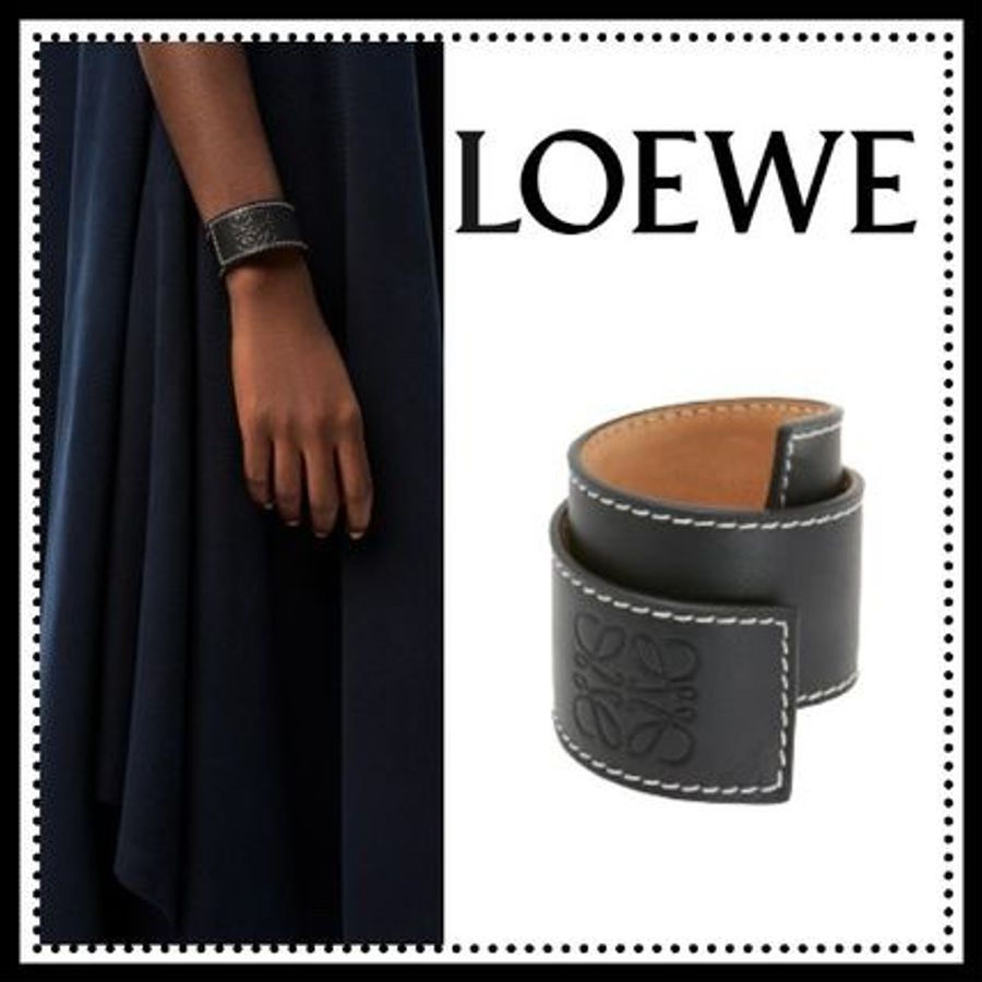 西班牙 Loewe logo 瞬扣小牛皮革手環 slap bracelet-3