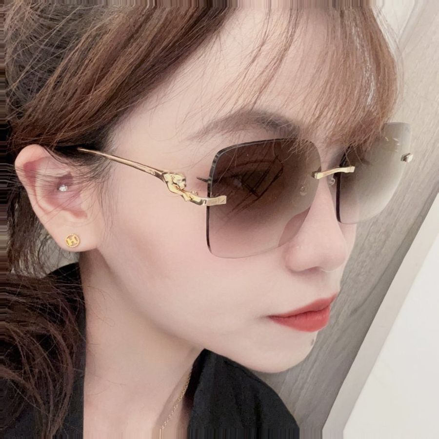 CARTIER 側邊美洲豹漸層墨鏡/黑-0