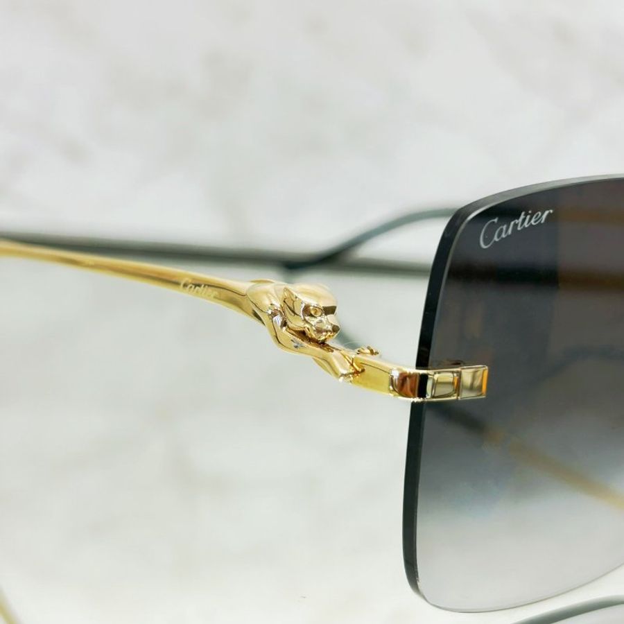 CARTIER 側邊美洲豹漸層墨鏡/黑-3