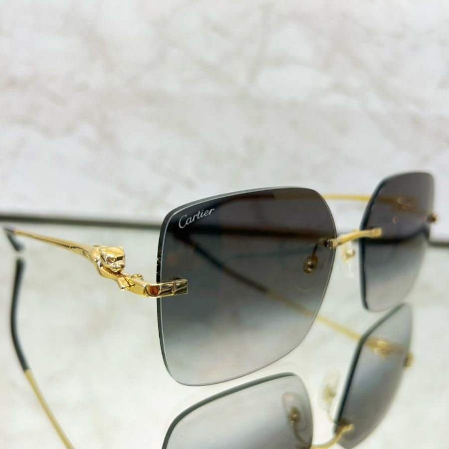 CARTIER 側邊美洲豹漸層墨鏡/黑-4