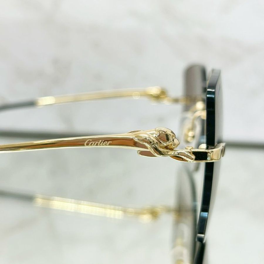 CARTIER 側邊美洲豹漸層墨鏡/黑-5