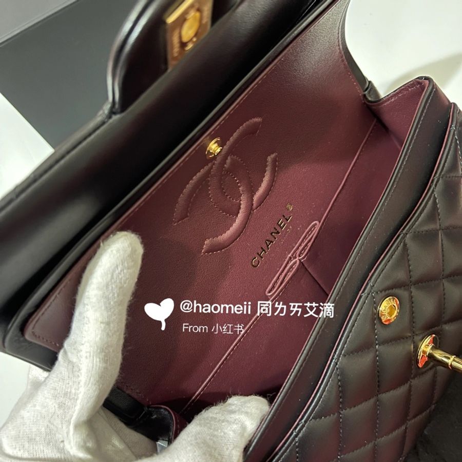 Chanel CF23 經典必買款式黑金羊皮-8