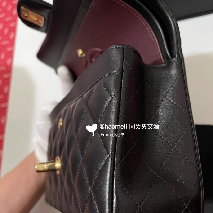 Chanel CF23 經典必買款式黑金羊皮-9