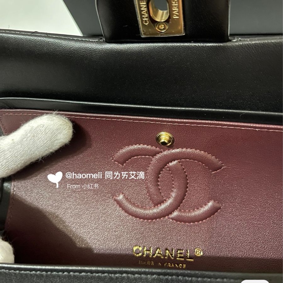 Chanel CF23 經典必買款式黑金羊皮-12