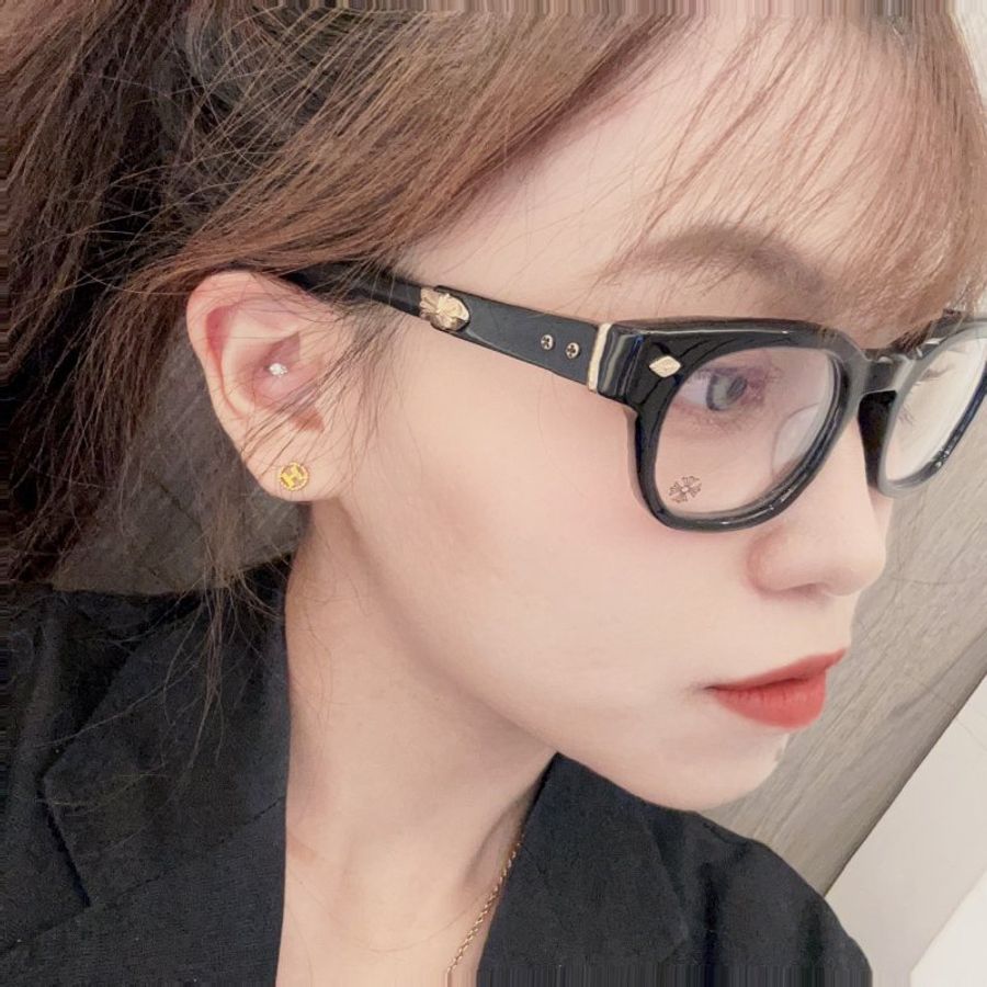 Chrome Hearts 克羅心 十字LOGO膠框拼接霧面鏡腿平光眼鏡-0