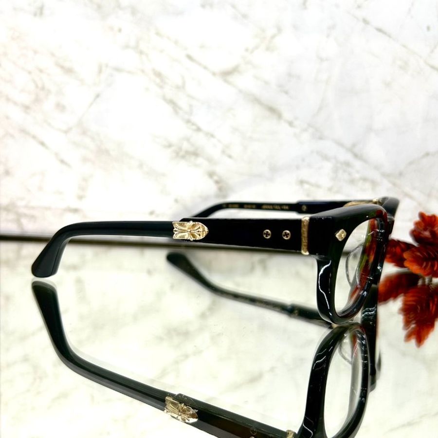 Chrome Hearts 克羅心 十字LOGO膠框拼接霧面鏡腿平光眼鏡-5