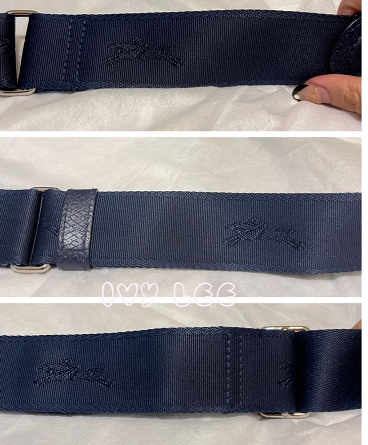LONGCHAMP(已售出) CAVALCADE系列深藍色金屬轉扣寬背帶 馬鞍包 肩背包 斜背包 小牛皮 二手精品 正品-16