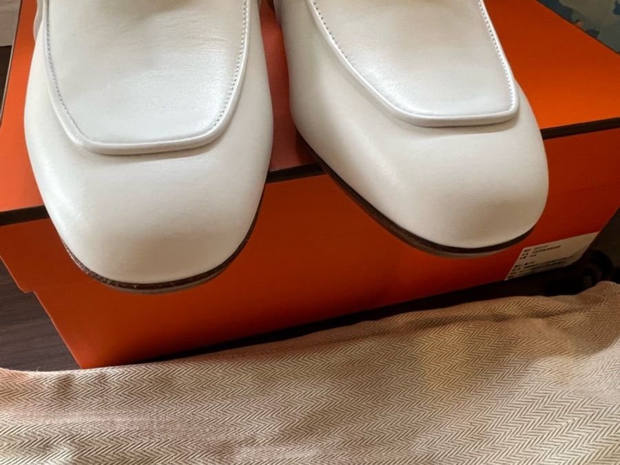 Hermes Mules Oz 凱莉穆勒鞋 白色金釦37號-1