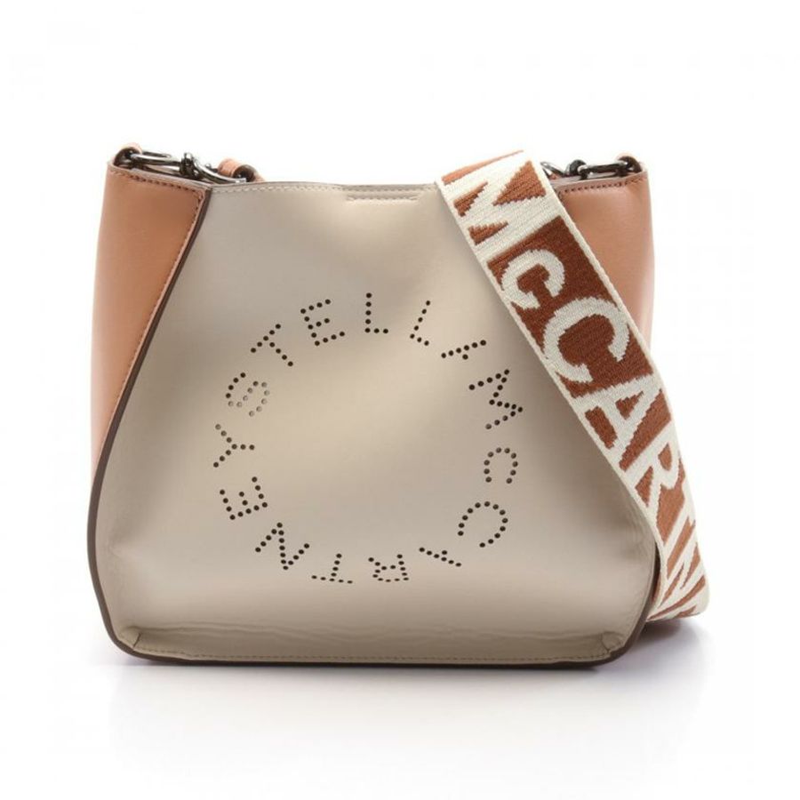 【日本直送】 中古Stella McCartney[B]斯特拉 logo 斜挎包 肩包 仿造皮 米白色 淺褐色-0