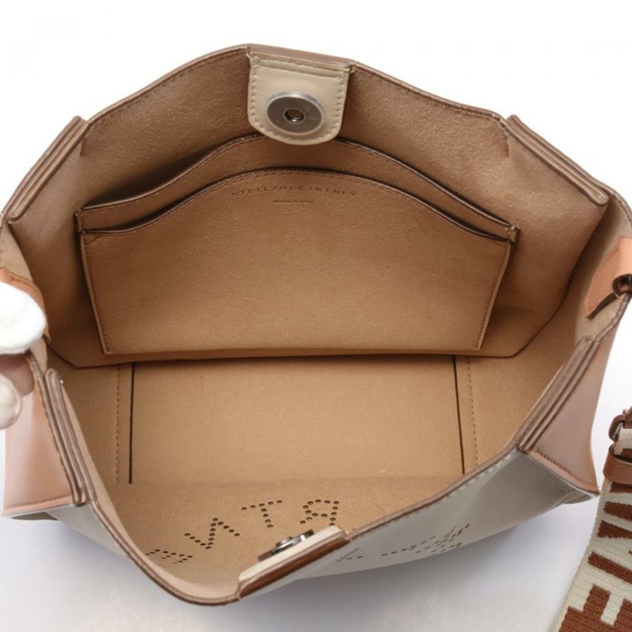 【日本直送】 中古Stella McCartney[B]斯特拉 logo 斜挎包 肩包 仿造皮 米白色 淺褐色-2
